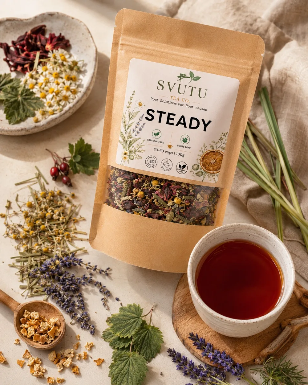 Steady flat-lay with its botanicals